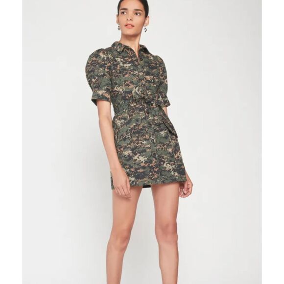 MARISSA WEBB Camo Utility Belted Mini Dress NWOT Sz Small - Picture 1 of 4